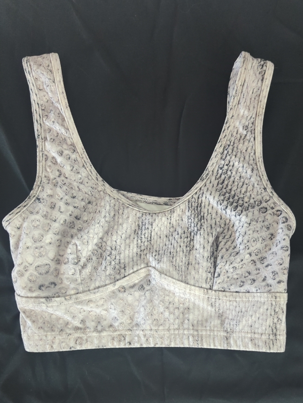 Varley Brooks Crop Sports Bra Desert Snake PythonPrint Gray White Cutout Size XS